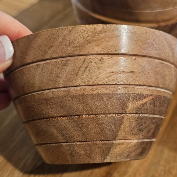 Acacia Wood Bowl Set/ 4pc Prep Bowl/ NEW / 4.5" x 4.5" x 2.5" - Picture 2 of 4